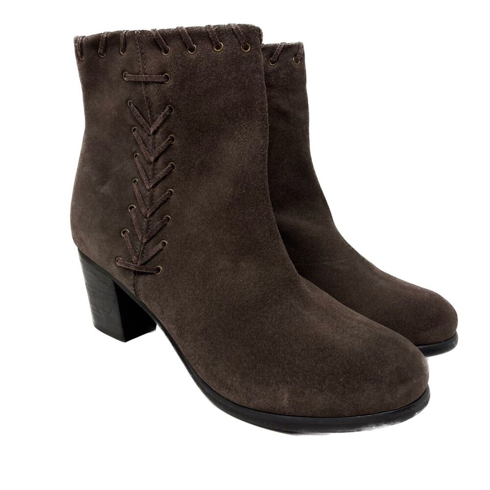 Matisse Stellah Brown Suede Whip Stitch Ankle Boots 9 wide.